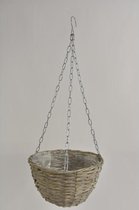 Rieten Manden Verschillende Vormen - Hanging Basket Riet Grey Wash D28 H15,5cm