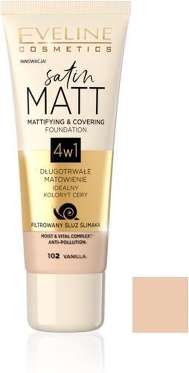 Eveline Cosmetics Satin Matt Mattifying & Covering Foundation 102 Vanilla