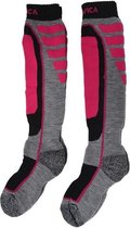 Nevica - 2 Paar Skisokken Junior - Grijs/Fuchsia - Maat 35-40