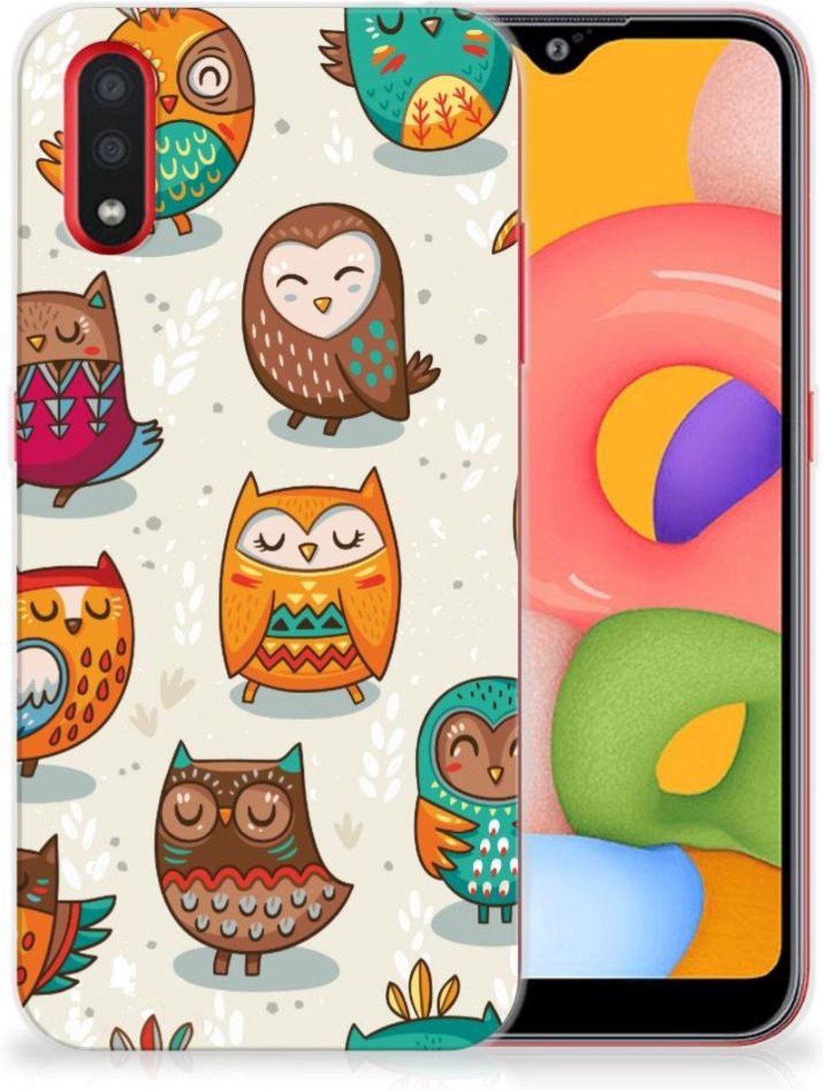 Samsung Galaxy A01 TPU Hoesje Vrolijke Uilen