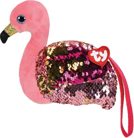 TY Fashion Portemonnee Flamingo Gilda 13 cm Roze/Goud