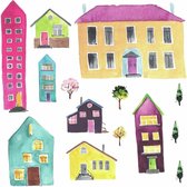 Roommates Muurstickers Xl Watercolor Village Vinyl 14 Stuks