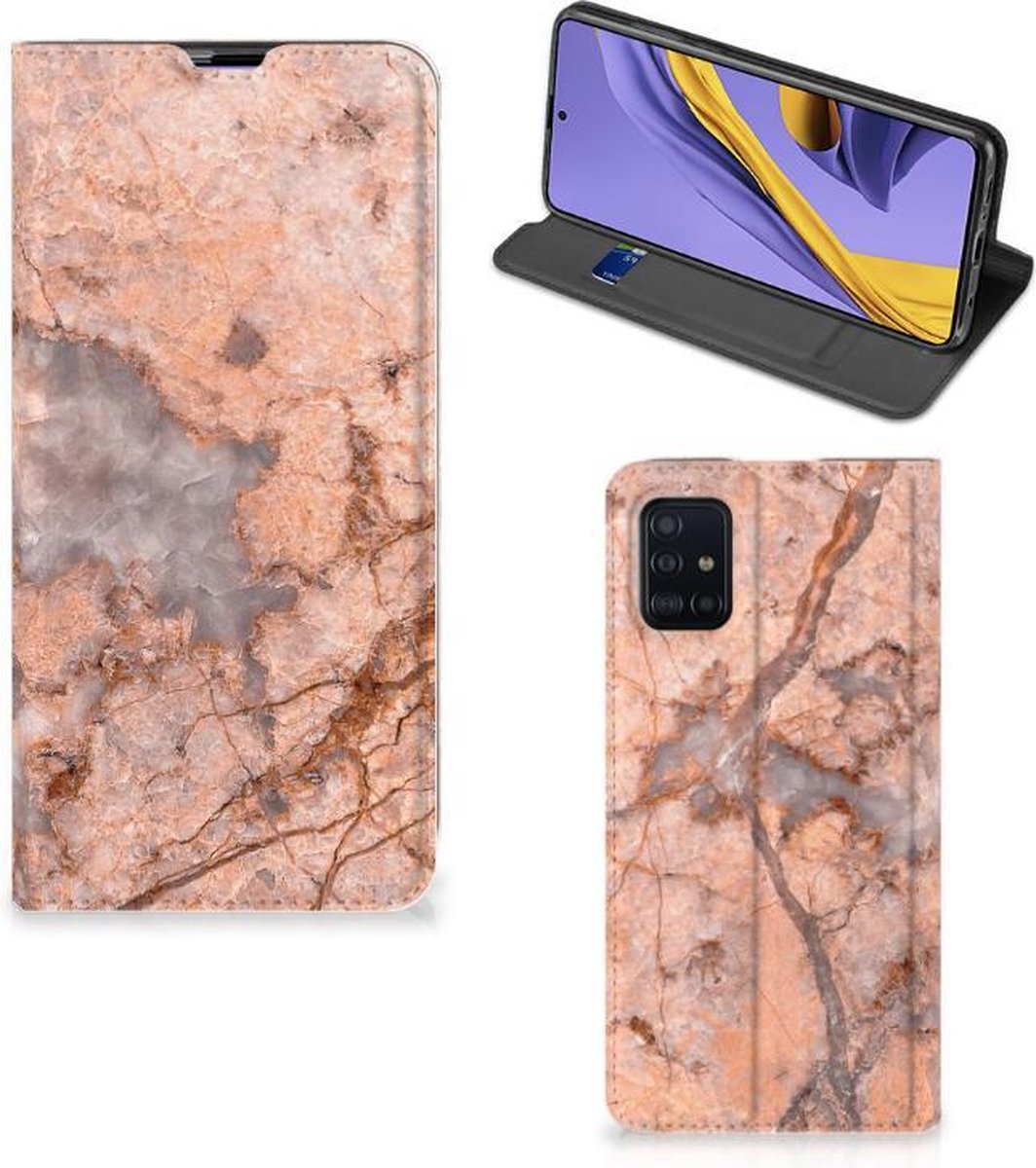 Samsung Galaxy A51 Standcase Marmer Oranje