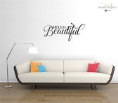 Muursticker - Hello Beautiful - 58x128 - Zwart