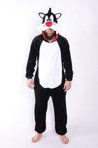 KIMU Onesie Sylvester Costume Looney Tunes Costume - Taille ML - Chat Chat Costume Jumpsuit House Costume Festival
