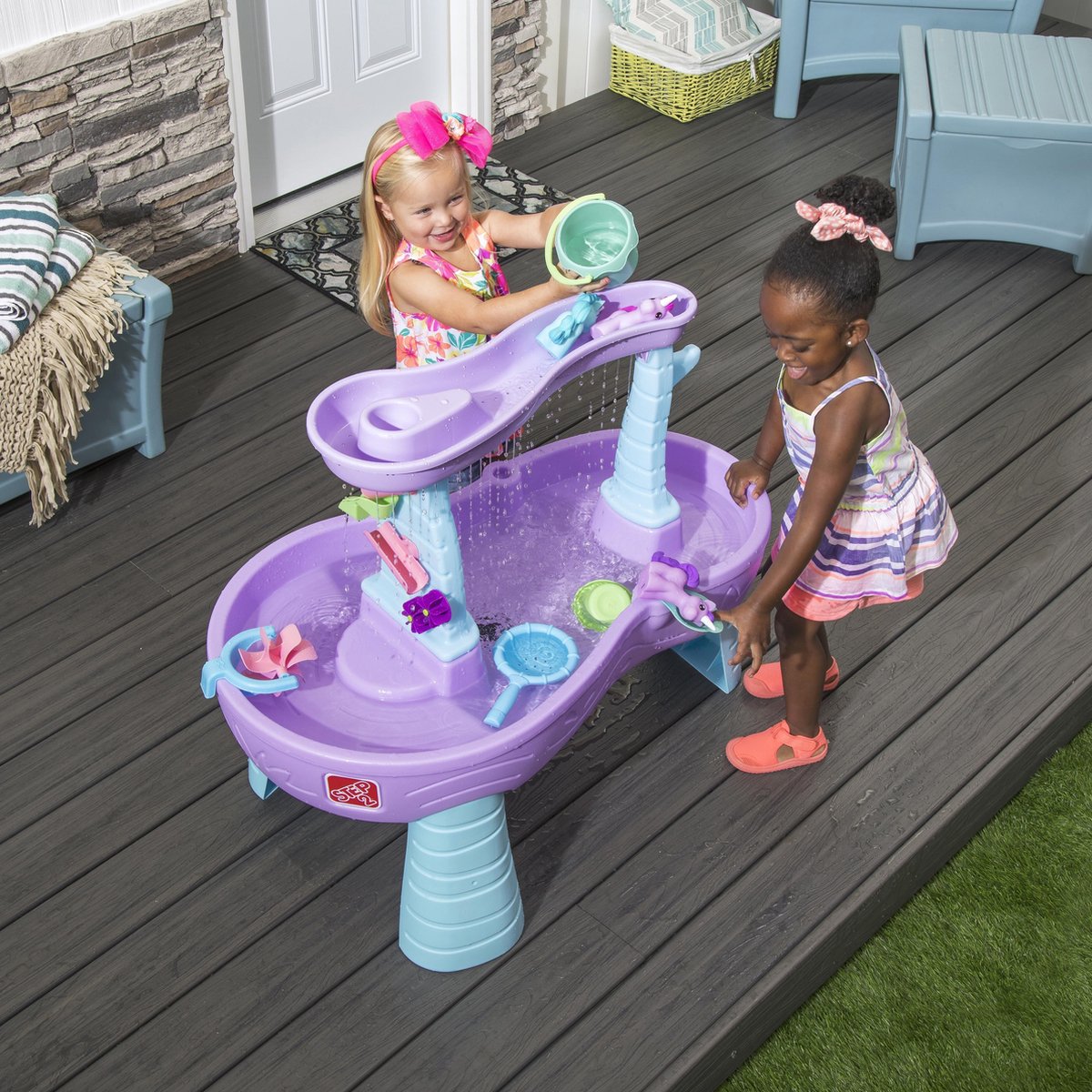 Step2 Rain Shower Splash Unicorns Watertafel - Eenhoorn met 13-delig accessoireset - Waterspeelgoed voor kind - Activiteitentafel met water voor de tuin / buiten — afbeelding 18