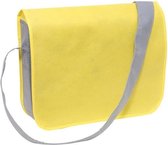Schoudertas/aktetas/werktas geel/grijs 36 x 8 x 30 cm - School documenten tassen met verstelbare schouderband