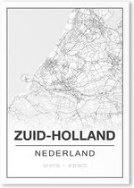 Poster/plattegrond ZUID-HOLLAND - 30x40cm