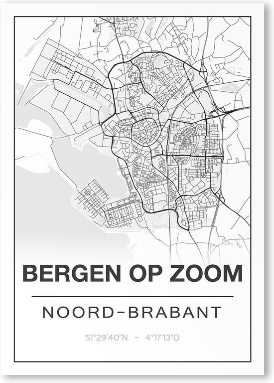 Poster/plattegrond BERGEN-OP-ZOOM - 30x40cm