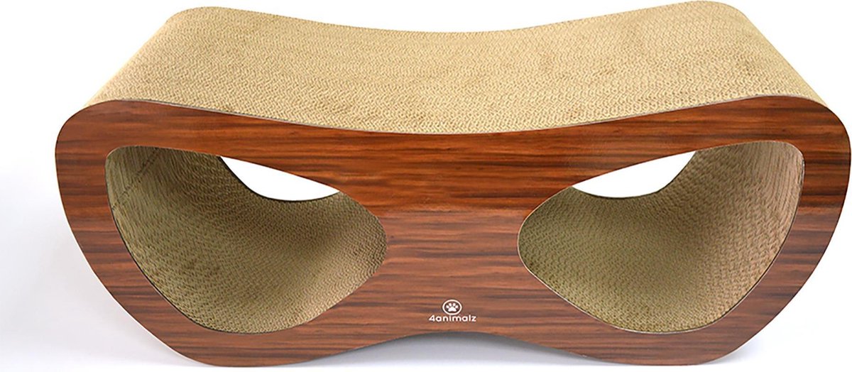 4Animalz® Lounge Walnut – Kartonnen Krabpaal Katten –  69X24X29Cm