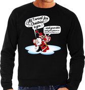 Grote maten foute Kersttrui / sweater - Zingende kerstman met gitaar / All I Want For Christmas - zwart voor heren - kerstkleding / kerst outfit 4XL (60)