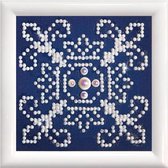 Diamond Painting Volwassenen - Ronde Steentjes - Volledig Pakket - Hobby - Diamond Dotz® - DD1.003F - Mandala wit op blauw met lijst