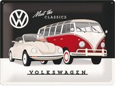 Wandbord - Volkswagen meet the classics  - 30x40cm