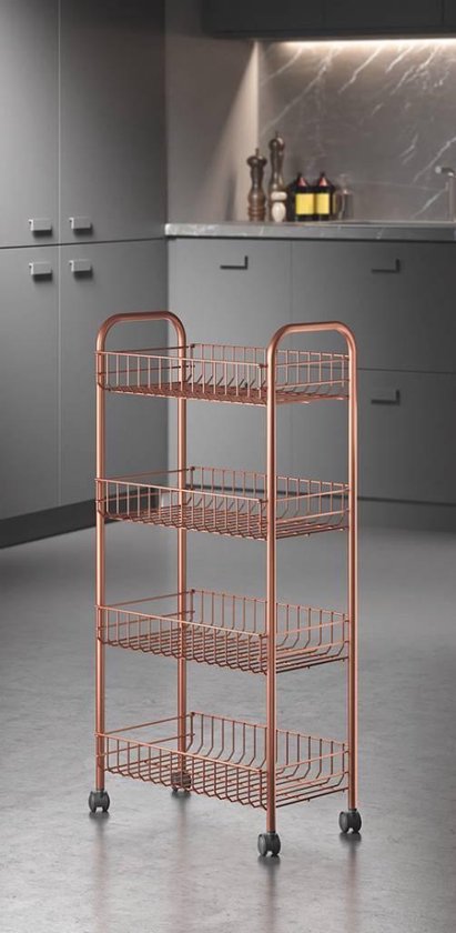 Metaltex Ascona 340104 Desserte De Cuisine Polytherm 41x23x84cm - Chariot à Roulettes Argent