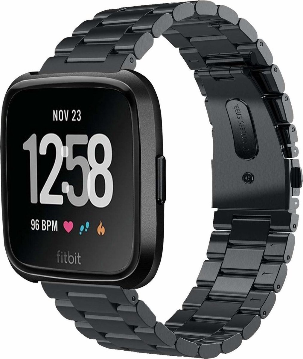 Fitbit Versa stalen bandje (zwart)