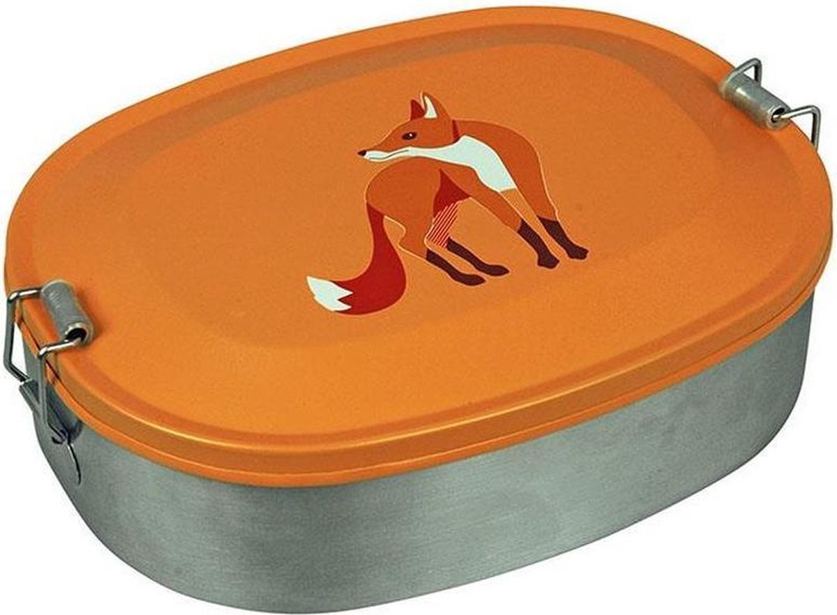 THE ZOO COLLECTION - broodtrommel, roestvrij staal, LUNCHBOX, fox, vos, mat