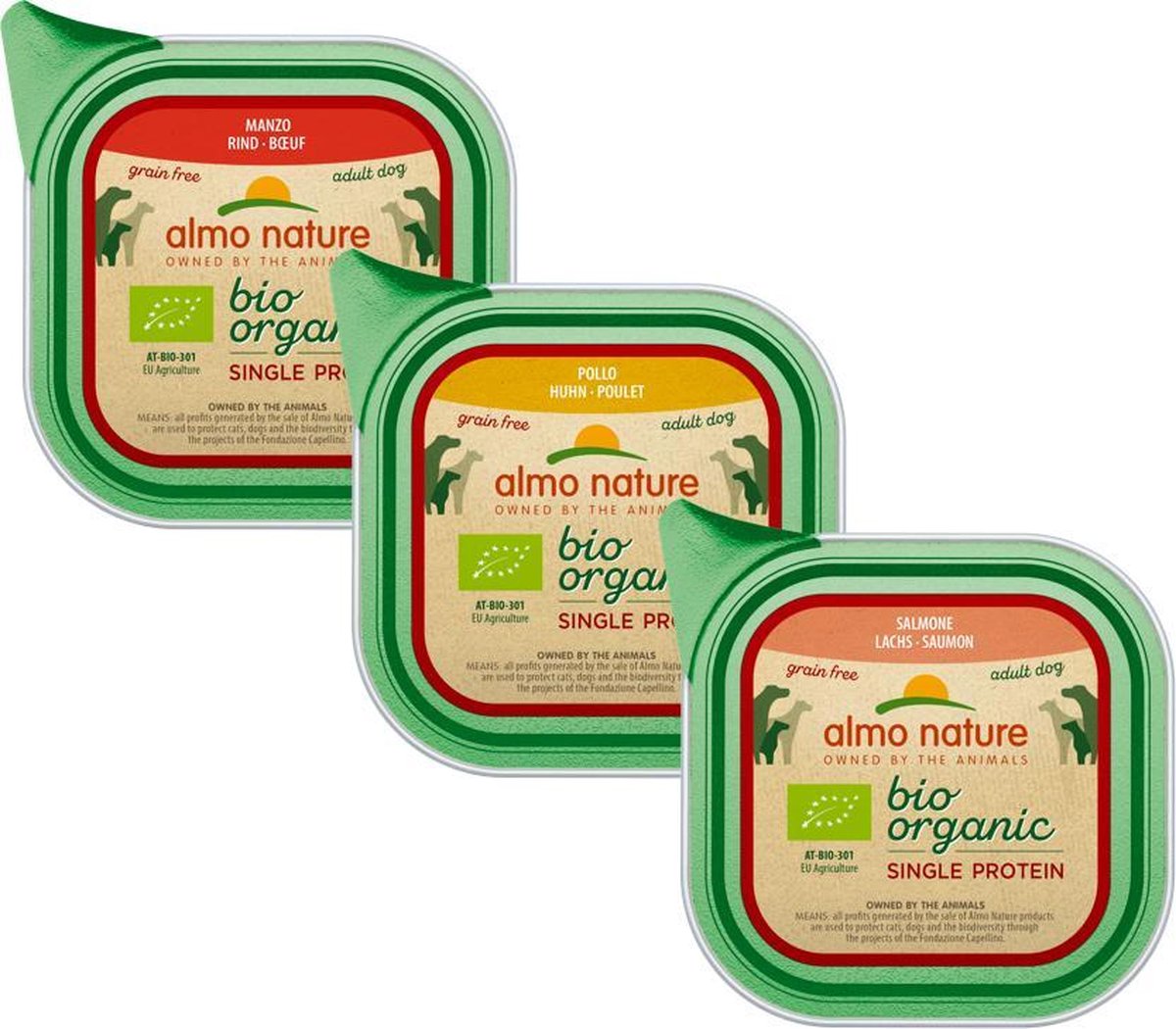 bol.com | Almo Nature Alu Bio Organic Single Protein - Rund Graanvrij -  Hondenvoer - 11 x 150 g