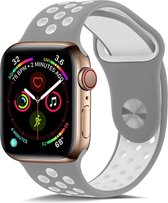 Shop4 - Bandje voor Apple Watch 1 42mm - Large Siliconen Wit Grijs