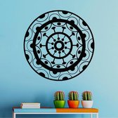 3D Sticker Decoratie Quality Wall Decals Mandala Yoga Ornament Indian Buddha OM Symnol Decal Vinyl Sticker Lotus Flower Home Decoration Murals CW-2 - zwart / Large