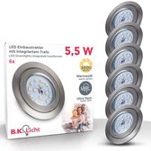 B.K.Licht - Inbouwspots - LED - 6 stuks - dimbaar - voor binnen - kantelbaar - ronde - spotjes inbouw - IP23 - Ø8.2cm - 3.000K - 470Lm - 5.5W - nikkel