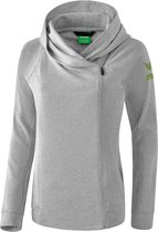 Erima Essential Sweatjack Met Capuchon Dames - Licht Grey Melange / Twist Of Lime | Maat: 38