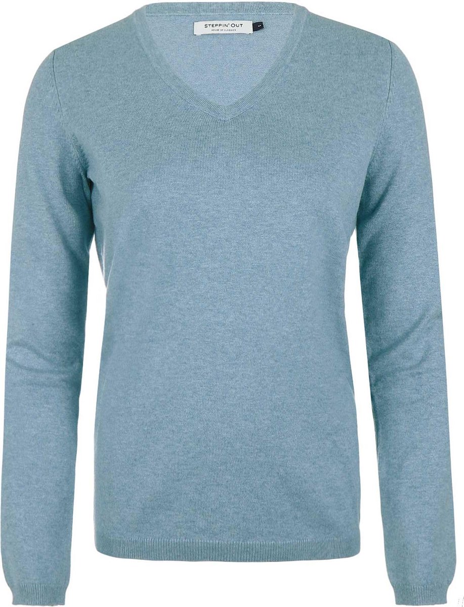 Steppin' Out Vrouwen Trui Cotton Cashmere V-hals Groen Katoen Maat: L