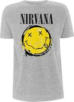 Nirvana Heren Tshirt -XXL- Smiley Splat Grijs