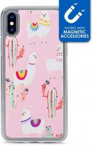 Apple iPhone XS Hoesje - My Style - Magneta Serie - TPU Backcover - Pink Alpaca - Hoesje Geschikt Voor Apple iPhone XS