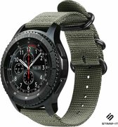 Nylon Smartwatch bandje - Geschikt voor Strap-it Samsung Galaxy Watch 45mm / 46mm nylon gesp band - groen - Strap-it Horlogeband / Polsband / Armband