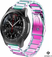 Stalen Smartwatch bandje - Geschikt voor  Samsung Galaxy Watch stalen band 45mm / 46mm - regenboog - Strap-it Horlogeband / Polsband / Armband