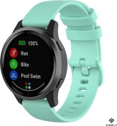 Siliconen Smartwatch bandje - Geschikt voor  Garmin Vivoactive 4s silicone band - 40mm - aqua - Strap-it Horlogeband / Polsband / Armband