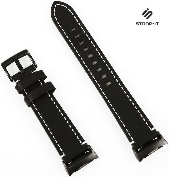 Strap-it Leren horlogeband 20mm - universeel - zwart | bol.com