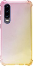 ADEL Siliconen Back Cover Softcase Hoesje Geschikt voor Huawei P30 - Kleurovergang Roze Geel