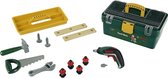 Klein Toys Bosch Ixolino II gereedschapskist - accuschroevendraaier en veel meer gereedschap - incl. verwisselbare opzetstuk, licht- en geluidseffecten - groen geel