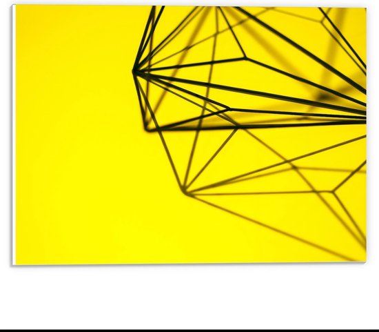 Forex - Zwarte Lijnen op Gele Achtergrond  - 40x30cm Foto op Forex