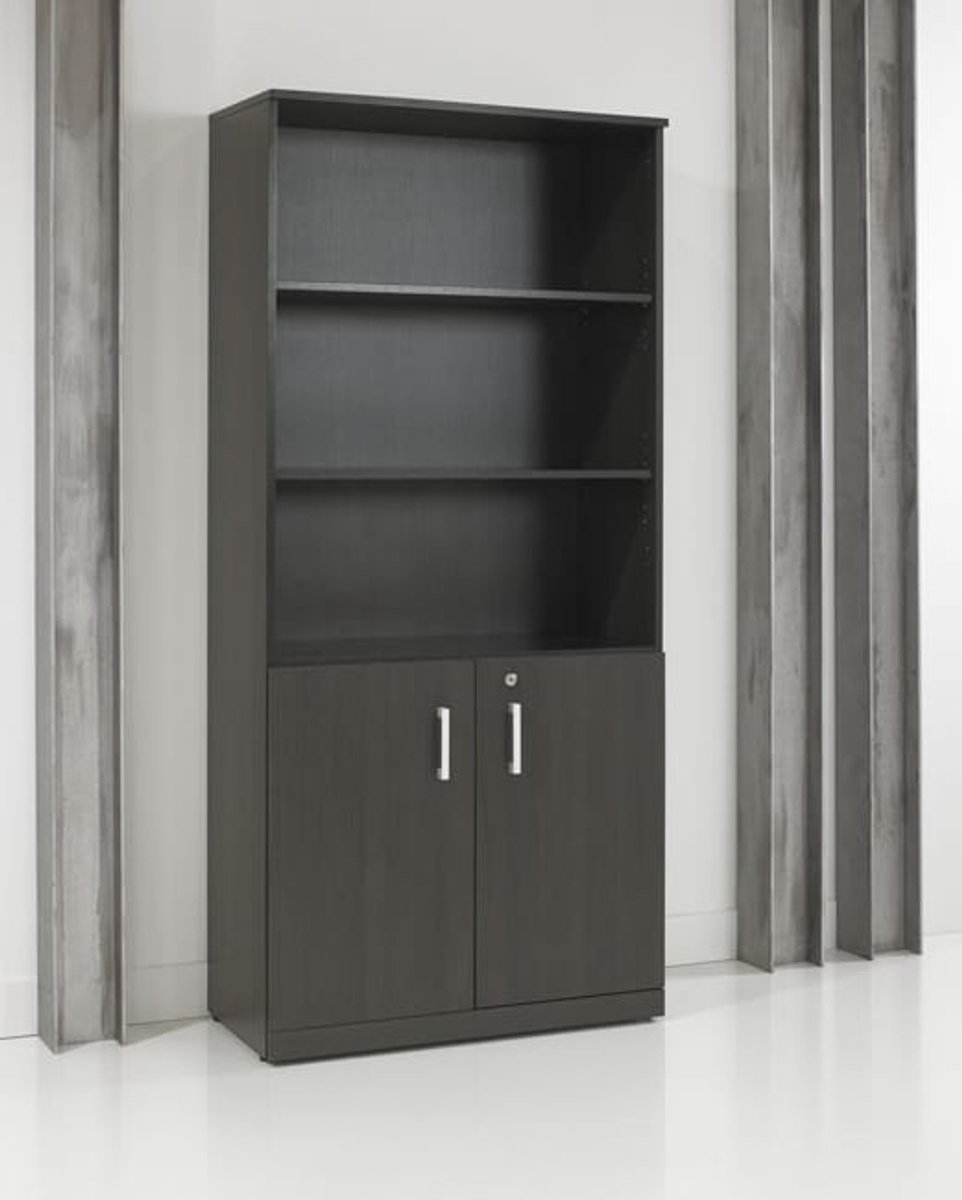 ABC Kantoormeubelen Half open houten archiefkast Chief 200x90x42 Donker Eiken