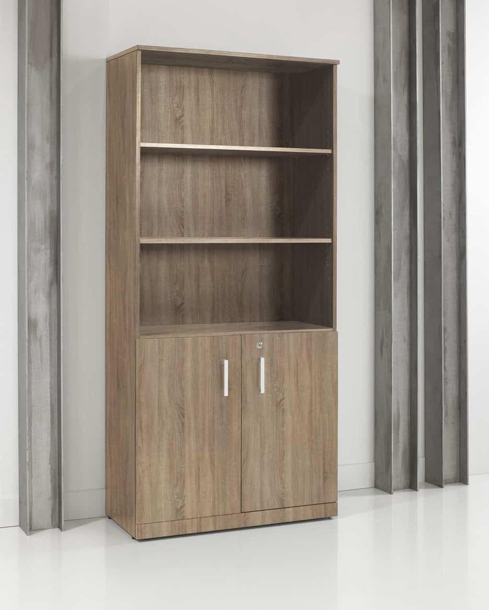 ABC Kantoormeubelen Half open houten archiefkast Chief 200x90x42 Robson Eiken
