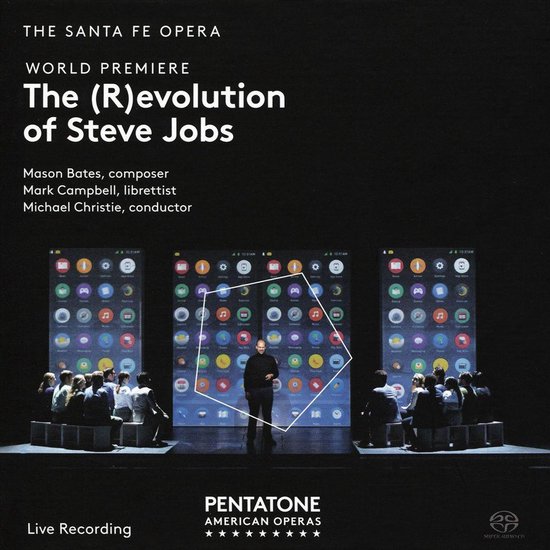 The (R)evolution of Steve Jobs opéra, met 3 iPhones op podium, koor en dirigent. Grammy winnaar.