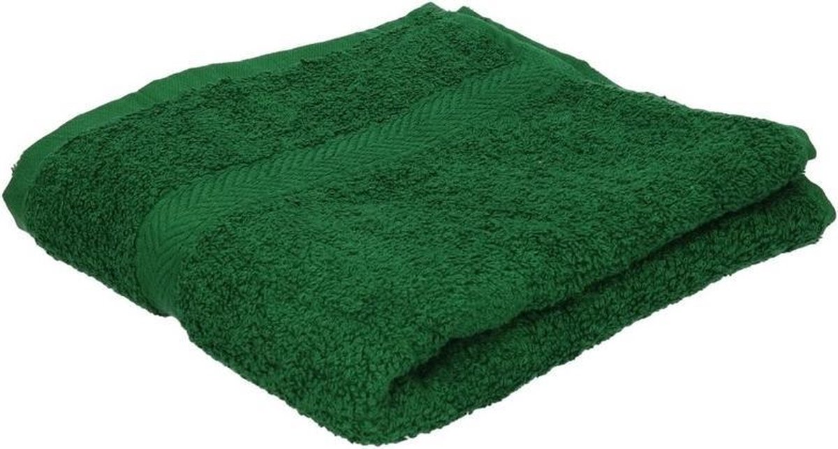 Set van 10x stuks luxe handdoeken donkergroen 50 x 90 cm 550 grams - Badkamer textiel badhanddoeken