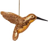 Vondels Glazen kerst decoratie gouden kolibrie H8cm