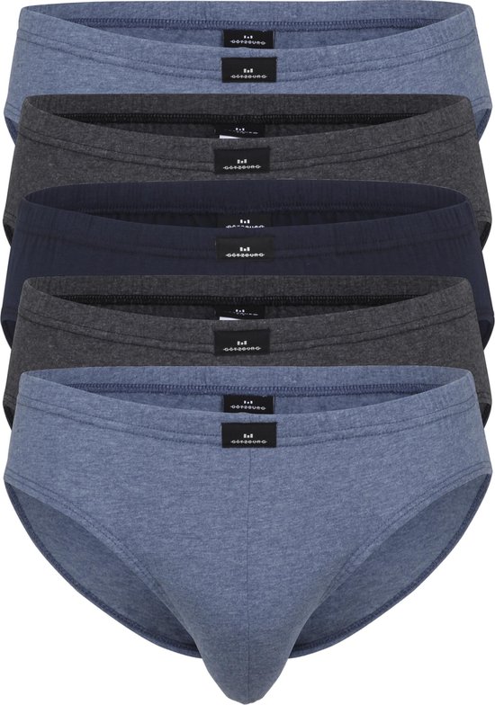 Gotzburg 5-pack heren slips blw/grijs - 740921 - XXL - Blauw