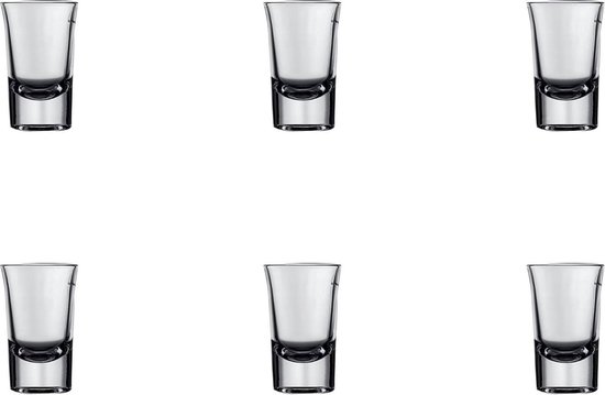 Mammoet - Budgetline - Borrelglas - Bostonshot - 6 stuks - 3,5 cl - Transparant glas