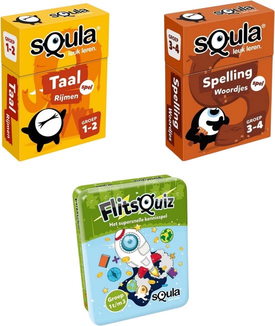 Educatieve Spellenbundel Squla Kaartspellen 3 Stuks Groep 1 T M 4 Games Bol Com