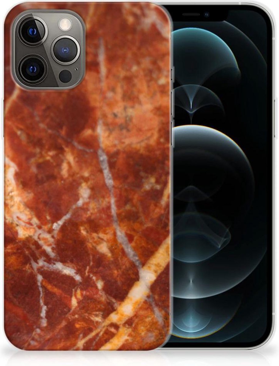 iPhone 12 Pro Max TPU Siliconen Hoesje Marmer Bruin