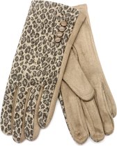 Handschoenen met Dierenprint - Dames - One Size - Touchscreen Tip - Lichtbruin - Dielay