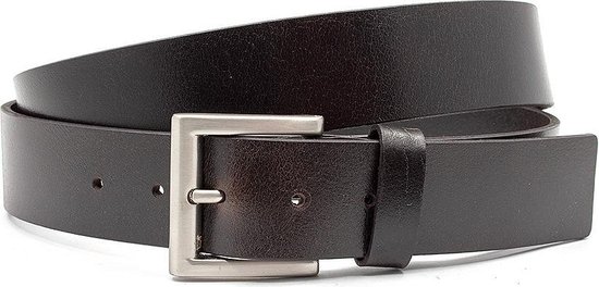JV Belts Jeansriem bruin - heren en dames riem - 4 cm breed - Bruin - Echt Leer - Taille: 110cm - Totale lengte riem: 125cm