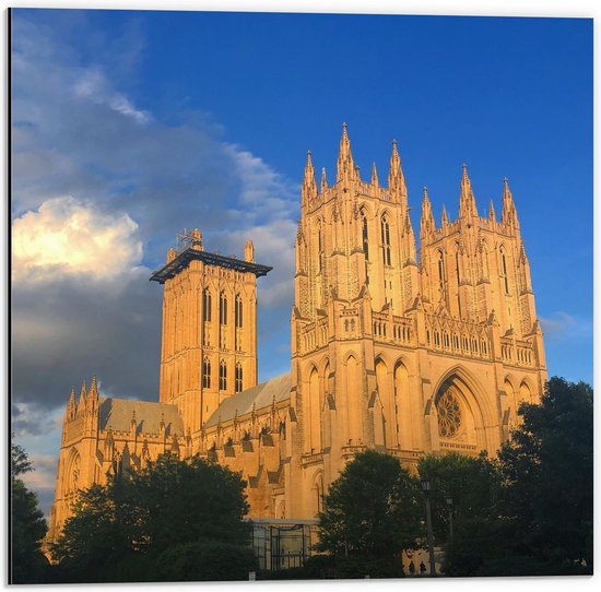 Dibond - Washington National Cathedral - 50x50cm Foto op Aluminium (Wanddecoratie van metaal)