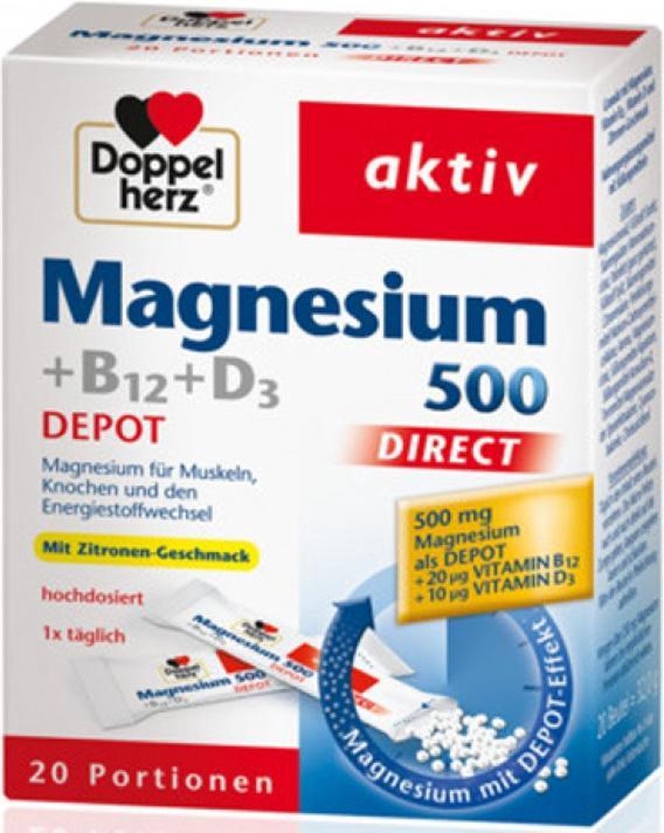 Goedkoopste Doppelherz Magnesium 500 B12 D3 Depot 20 stuks