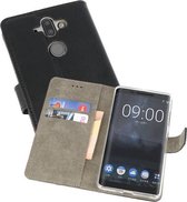 Nokia 9 Hoesje Kaarthouder Book Case Telefoonhoesje Zwart