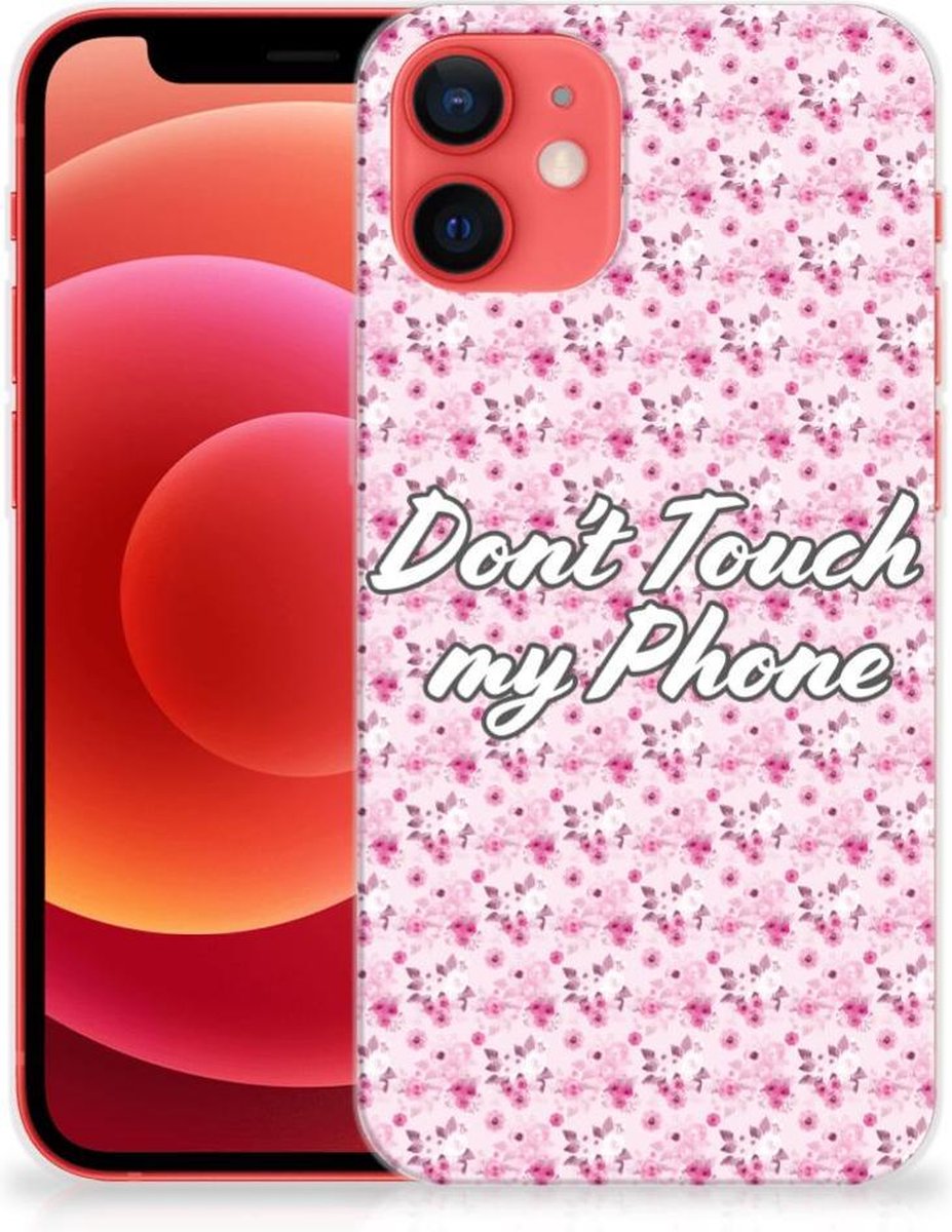 iPhone 12 Mini Silicone-hoesje Flowers Pink DTMP